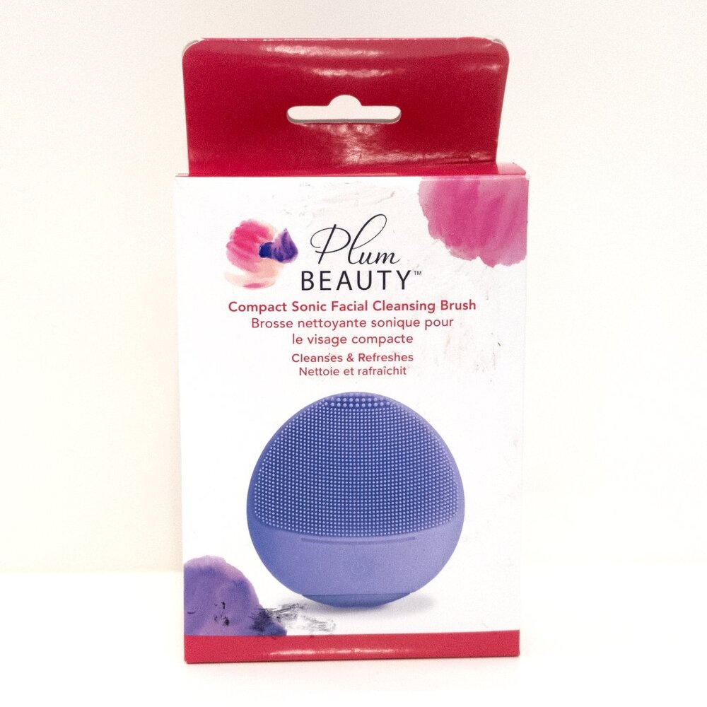 NEW Plum Beauty Compact Sonic Facial Cleansing Brush Beauty Skincare USB Purple